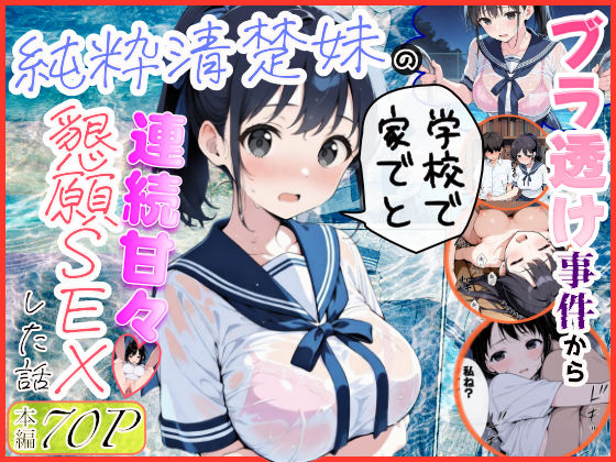 純粋清楚妹のブラ透け事件から、学校で家でと連続甘々中出し懇願SEXした話 ジャンル▶制服｜評価4.33